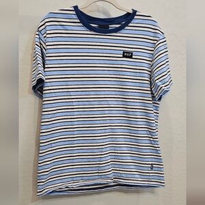 HUF Light Blue, Navy & White Stripe Crew Tee